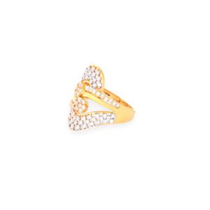 22K Gold-Plated Diamond Cluster Statement Ring for Women