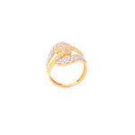 22K Gold-Plated Diamond Cluster Statement Ring for Women