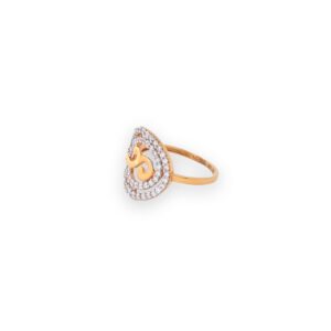 22KT Yellow Gold Twirl Shaped Dazzling Finger-Ring