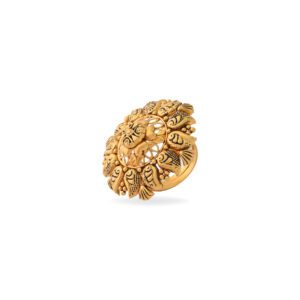 Antique Gold-Plated Paisley Motif Statement Ring