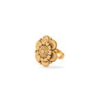 Antique Gold Adjustable Floral Statement Ring
