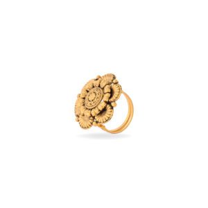Antique Gold Adjustable Floral Statement Ring
