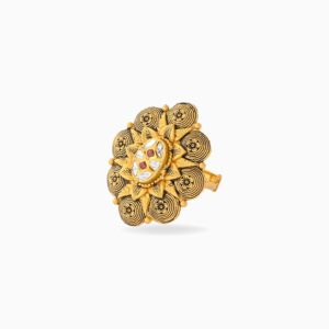 Antique Floral Kundan Cocktail Ring