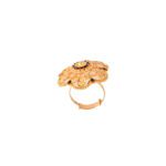 22KT Gold Floral Ring with Red Enamel