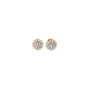 Gold Diamond Cluster Stud Earrings for Women