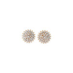 Gold Diamond Cluster Stud Earrings for Women