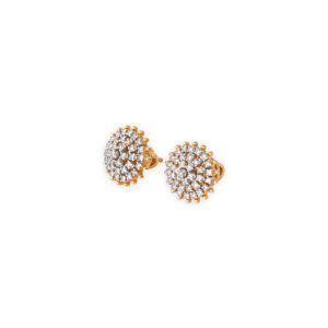 Gold Diamond Cluster Stud Earrings for Women