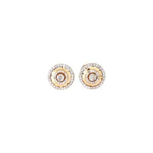 Elegant Gold Swirl Diamond Stud Earrings