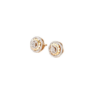 Elegant Gold Swirl Diamond Stud Earrings