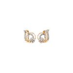 Yellow Gold Floral Diamond Stud Earrings Elegant Swirl Design for Women