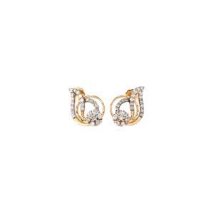 Yellow Gold Floral Diamond Stud Earrings Elegant Swirl Design for Women