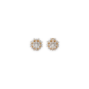 Floral Cluster Diamond Stud Earrings in Yellow Gold