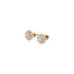 Floral Cluster Diamond Stud Earrings in Yellow Gold