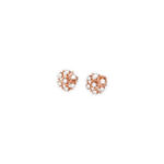Lotus Floral Diamond Stud Earrings in Rose Gold