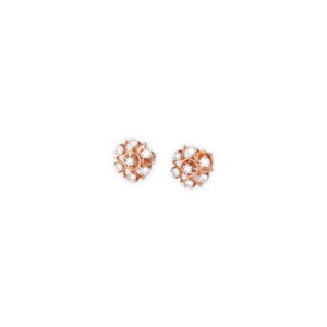 Lotus Floral Diamond Stud Earrings in Rose Gold
