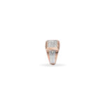Men's Two-Tone Rose Gold and Silver Square Diamond Ring