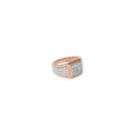 Men's Two-Tone Rose Gold and Silver Square Diamond Ring