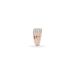 Men's Rose Gold and Silver Grooved Band Ring with Square Diamond Cluster