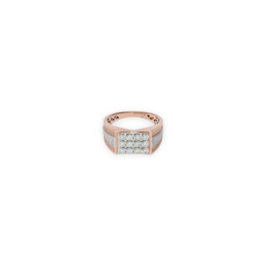 Men's Rose Gold and Silver Diamond Accent Ring with Geometric Detailing