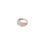 Men's Rose Gold and Silver Diamond Accent Ring with Geometric Detailing