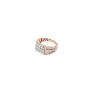 Men's Rose Gold and Silver Diamond Accent Ring with Geometric Detailing