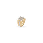 Men's Yellow Gold and Silver Diamond Square Cluster Ring