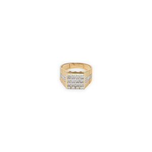 Men's Yellow Gold and Silver Diamond Square Cluster Ring