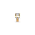 Men's 14K Yellow Gold & Silver Diamond Ring Square Cluster Design