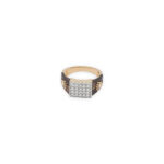 Elite Men’s Diamond Ring with Textured Gold with Regal Crown Emblem