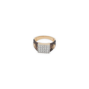 Elite Men’s Diamond Ring with Textured Gold with Regal Crown Emblem