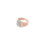 Men's Rose Gold Diamond Cluster Ring with Geometric Design