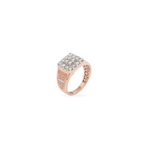 Men's Rose Gold Diamond Cluster Ring with Geometric Design