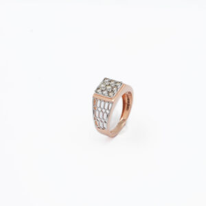 Men's Rose Gold Diamond Ring with Honeycomb Shank