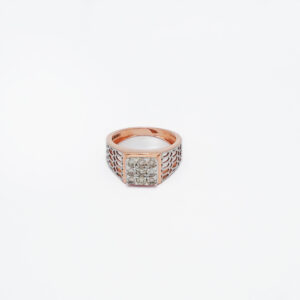 Men's Rose Gold Diamond Ring with Honeycomb Shank