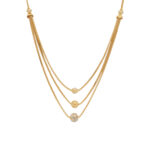 Triple Layer Gold Chain Necklace with Textured Beads