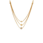 Triple Layer Gold Chain Necklace with Textured Beads