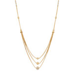 Triple Layer Gold Chain Necklace with Textured Beads