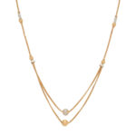 Elegant Two-Layer Gold Chain Necklace with Beaded Accents