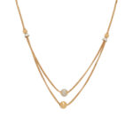 Elegant Two-Layer Gold Chain Necklace with Beaded Accents
