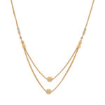 Stylish Dual Layer Gold Chain with Faceted Beads