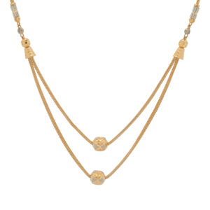 Stylish Dual Layer Gold Chain with Faceted Beads