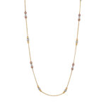 Delicate Gold-Plated Chain Necklace with Tri-Tone Beads