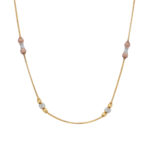 Delicate Gold-Plated Chain Necklace with Tri-Tone Beads