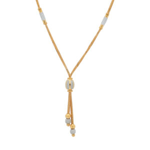 Gold-Plated Lariat Necklace with Dual-Tone Beads