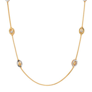 Gold-Plated Long Chain Necklace with Designer Circular Accents