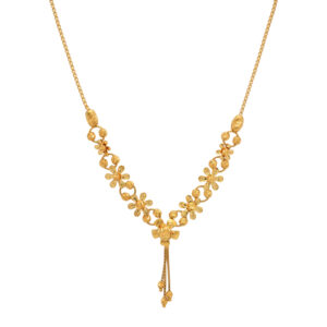 Floral Gold Necklace with Adjustable Drop