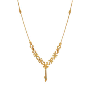 Floral Gold Necklace with Adjustable Drop