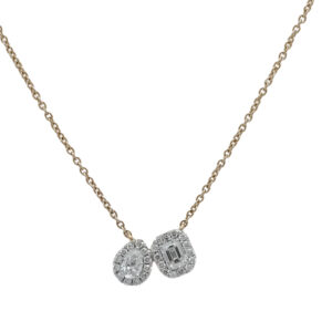 Dual Diamond Pendant Necklace in Gold – Elegant Kitty