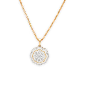 Gold Diamond Pendant Set with Floral Motif