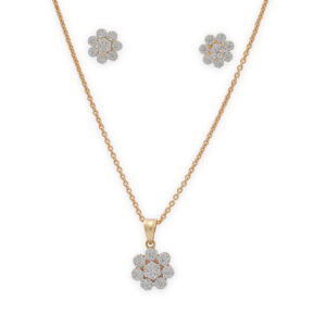Floral Diamond Pendant Set in Yellow Gold